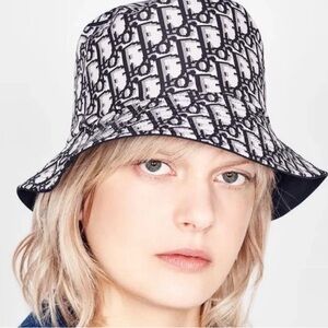 Christian Dior TEDDY-D Monogram Bucket Hat Jacquard Black White Reversible